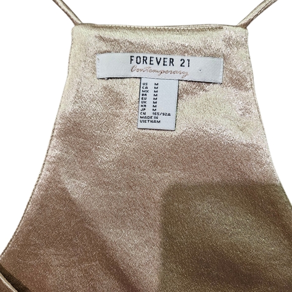 Forever 21 Contemporary Crop Gold Jacquard Top Medium - Picture 2 of 7